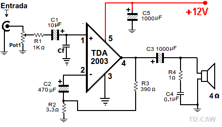 Construir un amplificador de 10W con el TDA2003