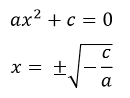 Ecuaciones de segundo grado incompleta, cuando b es igual a cero