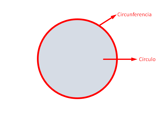 Descripción grafica de la diferencia entre círculo y circunferencia